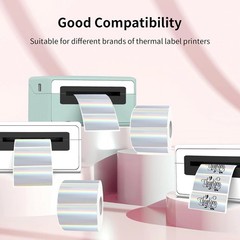 2×1 Holographic Thermal Printer Labels – Silver Glitter, Waterproof & Stylish