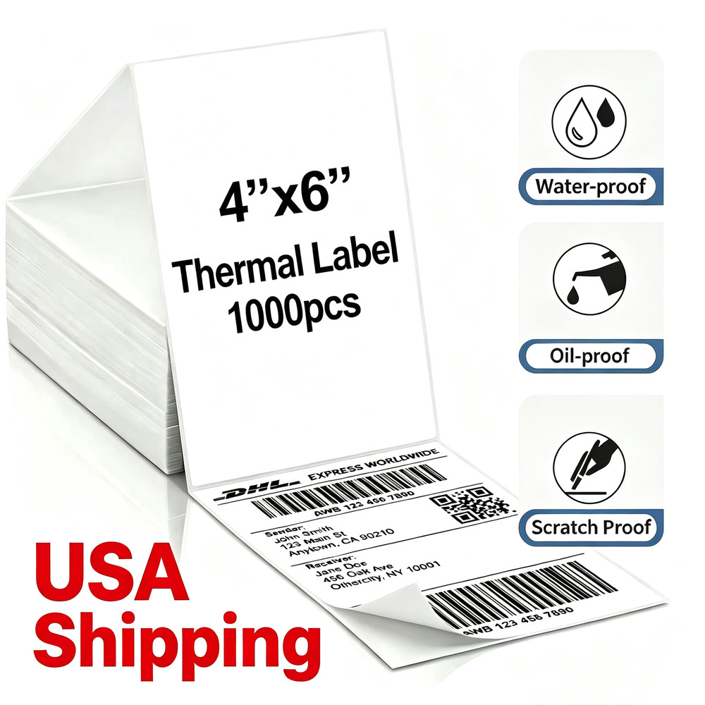 Direct Thermal Shipping Label (1000PCS 4×6 Per Fanfold Labels) Secure Adhesion