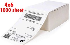 1000 4″x6″ Fanfold Direct Thermal Shipping Labels for Zebra & Rollo Printers