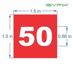 Red Consecutive Number Stickers – 1 to 50, 1.5-inch