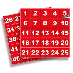 Red Consecutive Number Stickers – 1 to 50, 1.5-inch