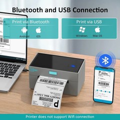 Bluetooth 4×6 Thermal Shipping Label Printer Wireless USB for E-commerce