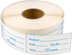 500 Stickers Use by 1 X 2 Inch Blue Dissolvable Food Storage Labels for Containe