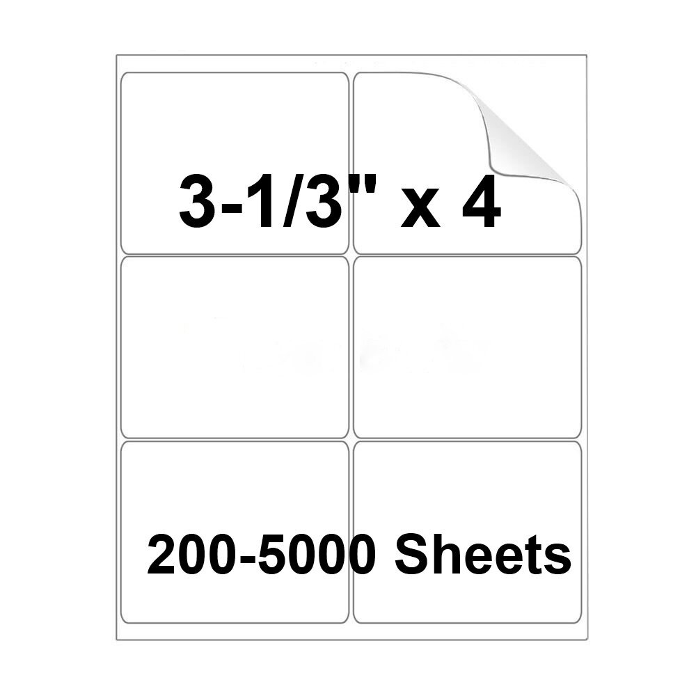 200-5000 Sheets 3-1/3″ x 4 Address Shipping Labels Mailing 6-UP for Laser InkJet