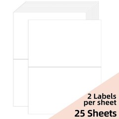 Half-Sheet Printable Shipping Labels- 5 1/2 x 8 1/2- Matte White Mailing Labe…