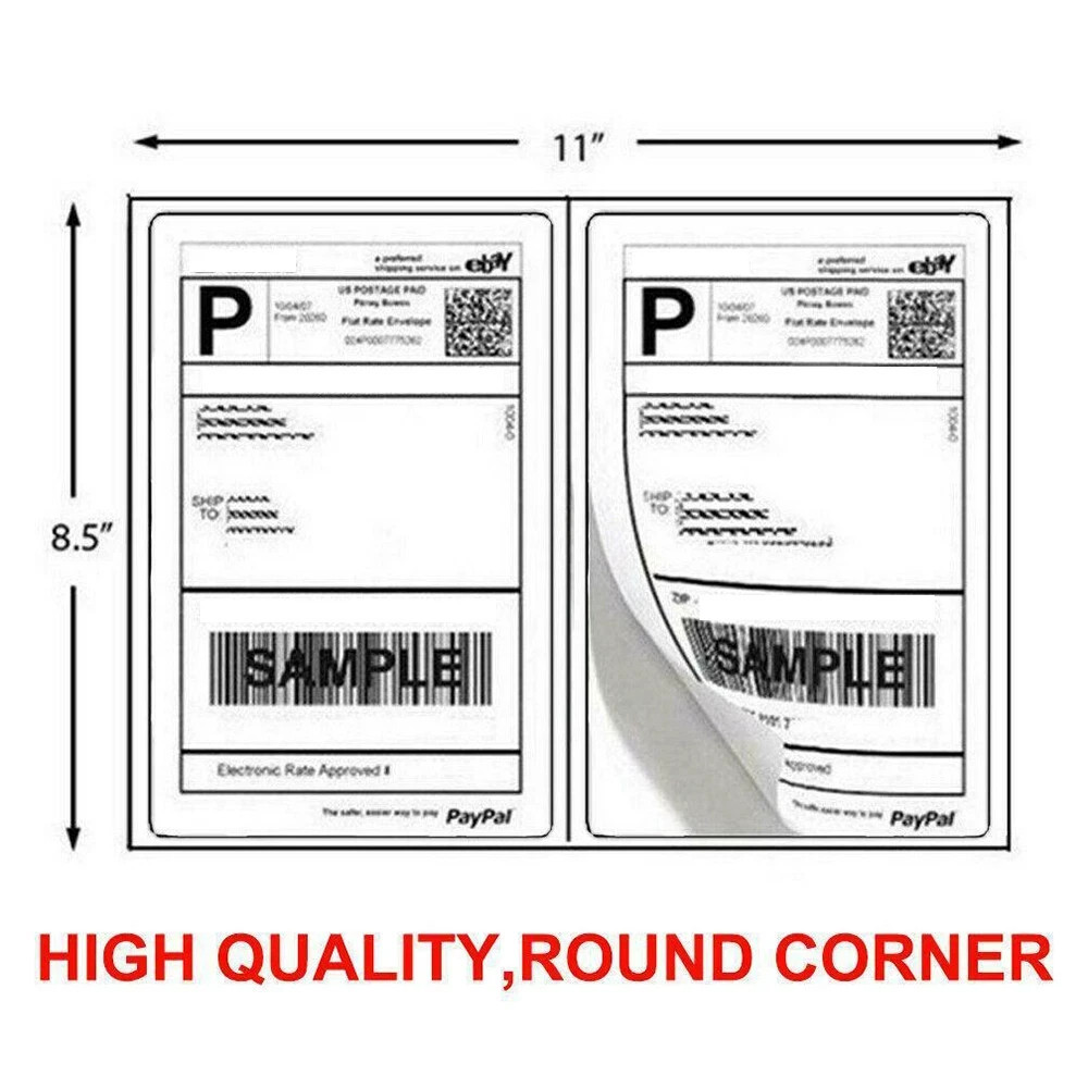 US 20 Shipping Labels 8.5 x 5.5 Round Corner Self Adhesive 2 per sheet Blank
