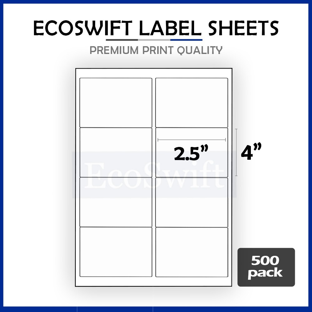 (4000) 4 x 2.5 EcoSwift Laser/Ink Address Shipping Adhesive Labels 8 per sheet