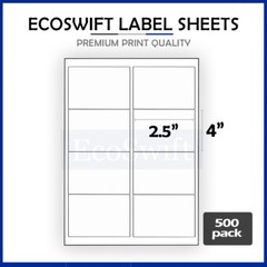 (4000) 4 x 2.5 EcoSwift Laser/Ink Address Shipping Adhesive Labels 8 per sheet