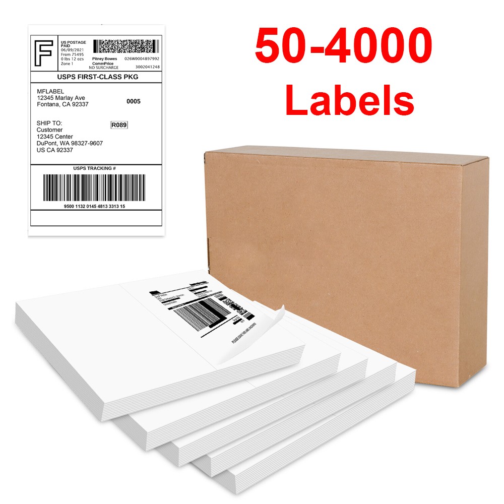 50-4000 Premium 8.5″X5.5″ Half Sheet Self Adhesive Shipping Labels Laser Inkjet
