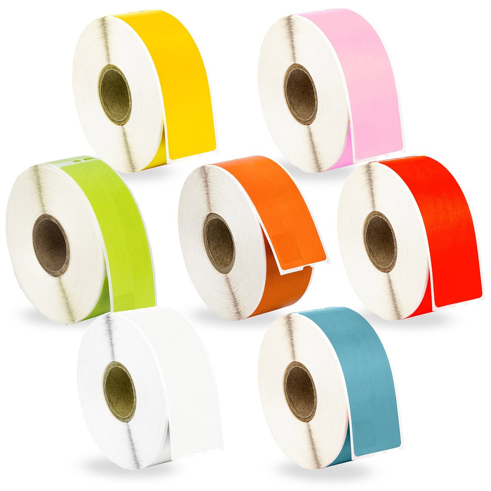 DYMO 30252 – 7 Rolls – 1 ea. YELLOW PINK GREEN ORANGE RED WHITE BLUE