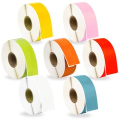 DYMO 30252 – 7 Rolls – 1 ea. YELLOW PINK GREEN ORANGE RED WHITE BLUE