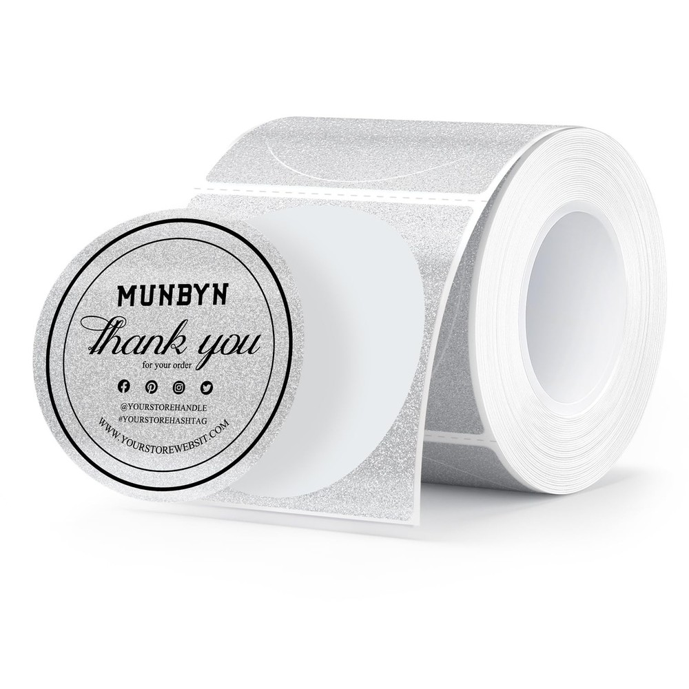 2 Inch Silver Glitter Thermal Labels, Round Thermal Printer Labels for Small …