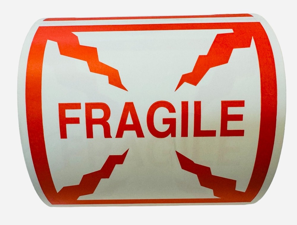 4×4 Fragile Warning Shipping Handling Stickers Labels per 4 rolls of 250