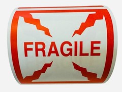 4×4 Fragile Warning Shipping Handling Stickers Labels per 4 rolls of 250