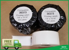2 Rolls Dymo® Compatible 30373 Pricetag Rat Tail Style Thermal Film Labels