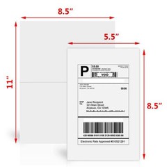 50-20000 Shipping Labels 8.5″ x 5.5″ Half Sheets Blank Self Adhesive 2 Per Sheet