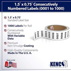 Consecutively Numbered Labels – 1.5×0.75 Inches, 1,000 Roll