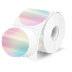 2 Inch Circle Thermal Label Stickers, Holographic Round Direct Thermal Sticke