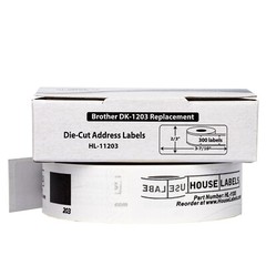 Non-OEM Fits BROTHER DK-1203 Labels – (6) Rolls of 300 + (1) REUSABLE FRAME