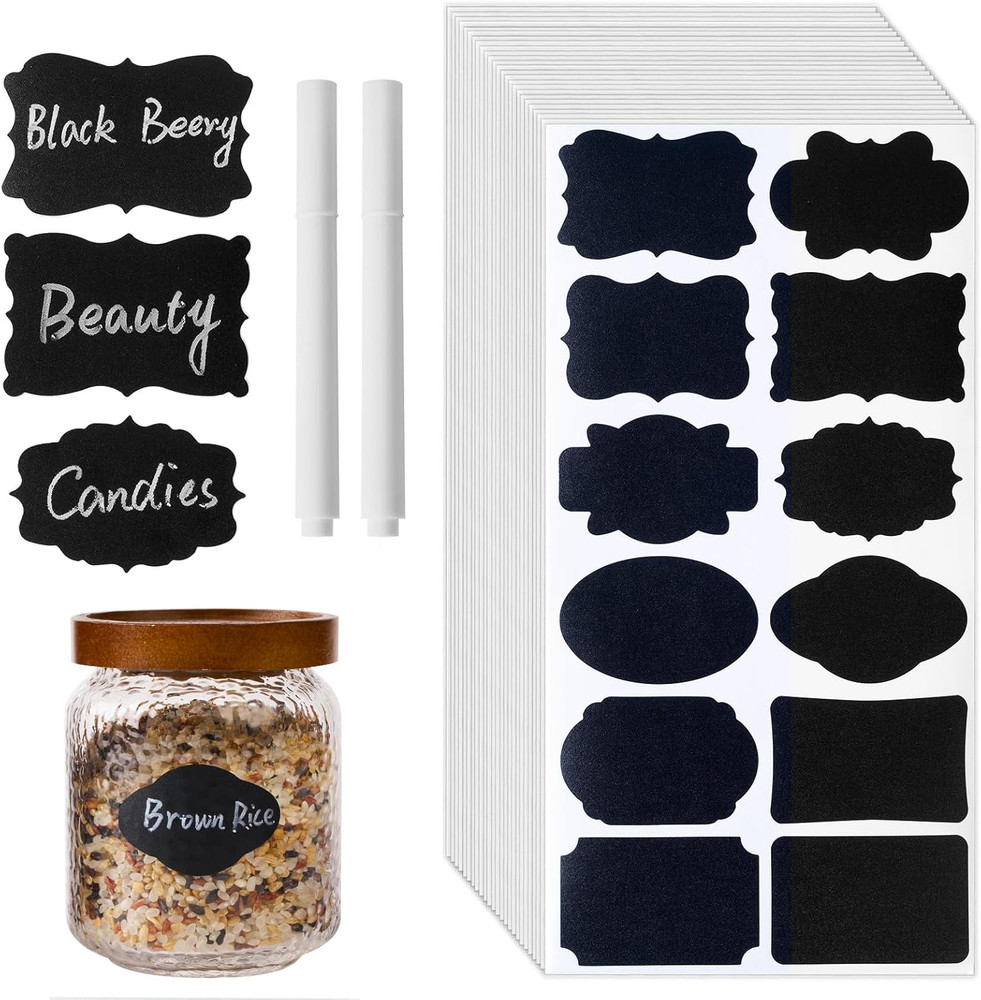 360 Chalkboard Labels with Markers – Reusable Stickers for Storage and Organizat