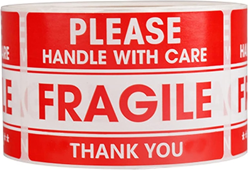 500 PER ROLL Fragile Stickers for Shipping – Handle with Care Fragile Thank You