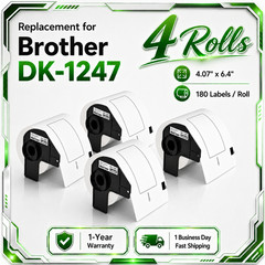4Rolls DK-1247 Shipping Label 4.07 x 6.4 in Used in Brother QL Label Printers