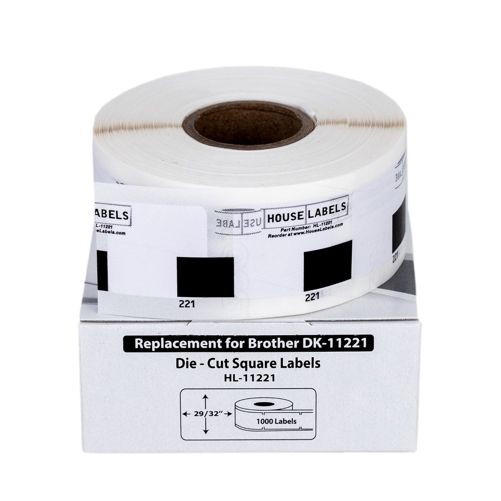 Non-OEM Fits BROTHER DK-1221 Square Labels (29/32″ x 29/32″) – (1) Roll of 1000