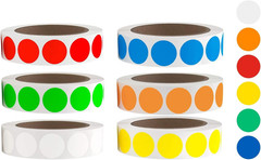 Color Coding Labels, 3000 Count 1 Inch round Color Dot Stickers, 6
