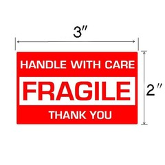 2000 Fragile Stickers 2×3 Handle with Care Thank You Warning Label 500 / Roll