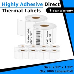 10 Rolls Fit Zebra & Rollo Printers 2.25″x 1.25″ Direct Thermal Labels 1000/Roll