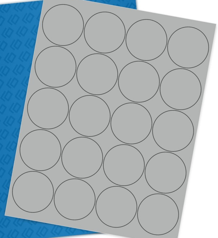 2″ GRAY CIRCLE ROUND Labels Adhesive 20 PER SHEET LASER/INKJET