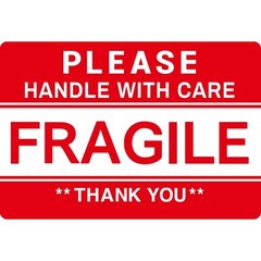 3” x 2” Fragile Stickers for Shipping and Moving, 500 Pcs (1 Roll) Handle w…