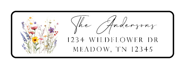 400 Wildflower #2 Personalized Return Address Labels. 1/2 inch by 1 3/4 inch