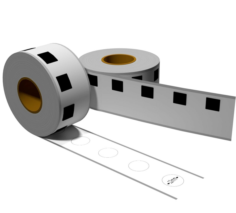 50x label comp. with Brother DK11219 diameter 12mm 1200 labels +1x holder