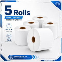 4″x 6″ Thermal Shipping Label Perforated Strong Adhesive Compatible Zebra 5Roll