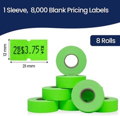 1 Line Green Labels 1 Sleeve 8000 Blank Pricing Labels for Perco Price Guns