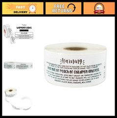 Freshie Warning Label Stickers – 350 Roll | 1.1″x3.5″ Car Freshie Supplies, Whit