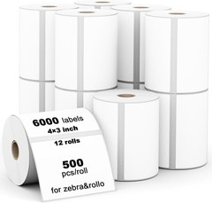 12 Rolls 4″ x 3″ Direct Thermal Label (101mm x 76mm) Multipurpose Shipping Ad…