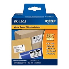 Genuine Brother DK-1202 White Paper Die-Cut Shipping Labels 300 Labels/Roll