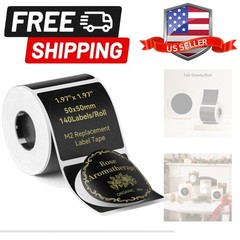 Black Round Labels 50x50mm1.97” x 1.97”, for M2/M3 Label Maker, Suitable fo…