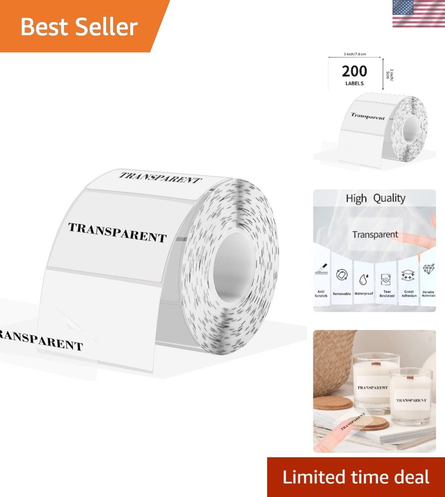3×2 Inch Transparent Thermal Labels Stickers, Self-Adhesive Clear Waterproof …