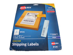 Avery Inkjet 8126 Shipping Labels Half Sheet 5-1/2 x 8-1/2 White 50ct 25 Sheets