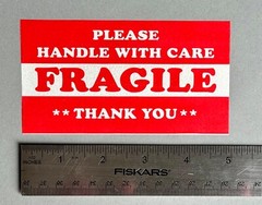 1 Sealed Roll Large 3″ x 5″ Fragile Stickers Handle with Care Fragile Labels 500