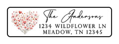 400 Wildflower Heart Personalized Return Address Labels. 1/2 inch by 1 3/4 inch