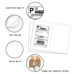 200-1000 Blank Shipping Labels 8.5 x 5.5 Round Corner Self Adhesive 2 Per Sheet