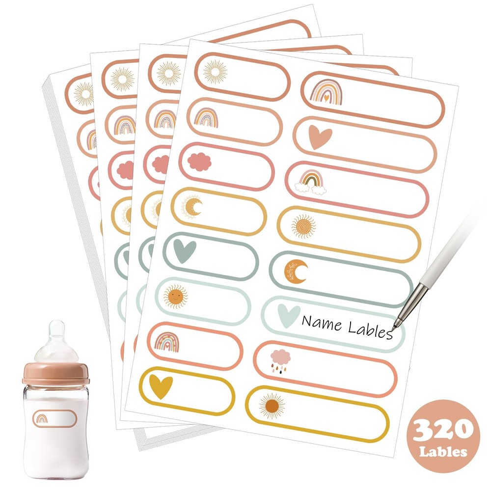 320 Pcs Self-Laminating Write On Name Labels for Baby Bottles Kids Stuff Daycare