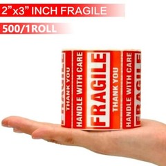 500 Per Roll 2X3 HANDLE WITH CARE – FRAGILE – THANK YOU Stickers
