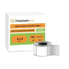 4 Rolls 3″ x 5″ White Thermal Transfer Shipping Labels 3″ Core (1190 Label/Roll)