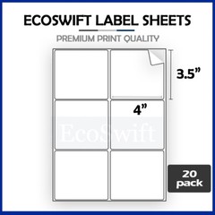 (120) 4 x 3 1/3 EcoSwift Laser/Ink Address Shipping Adhesive Labels 6 per sheet