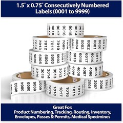 Consecutively Numbered Labels – 1.5×0.75 Inches, 1,000 Roll